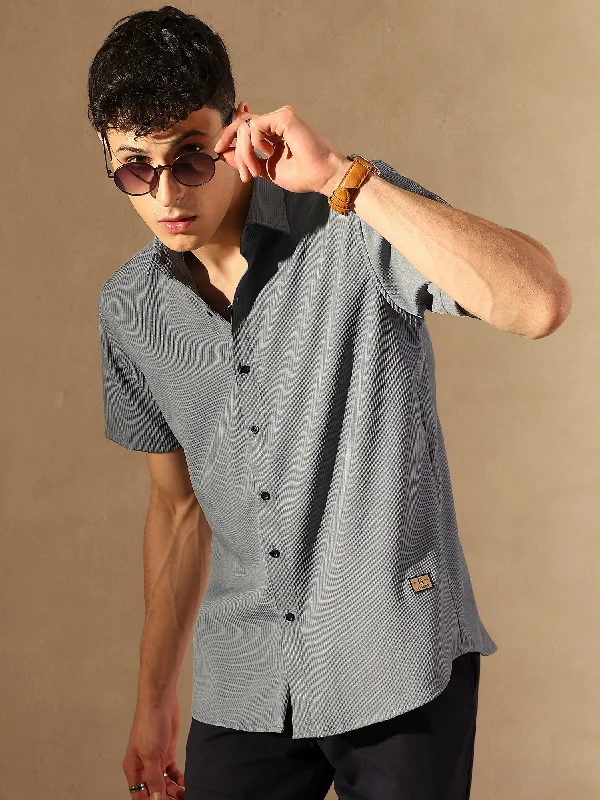 Durable Men's Work ShirtsPopcorn Textured Oversized Shirt