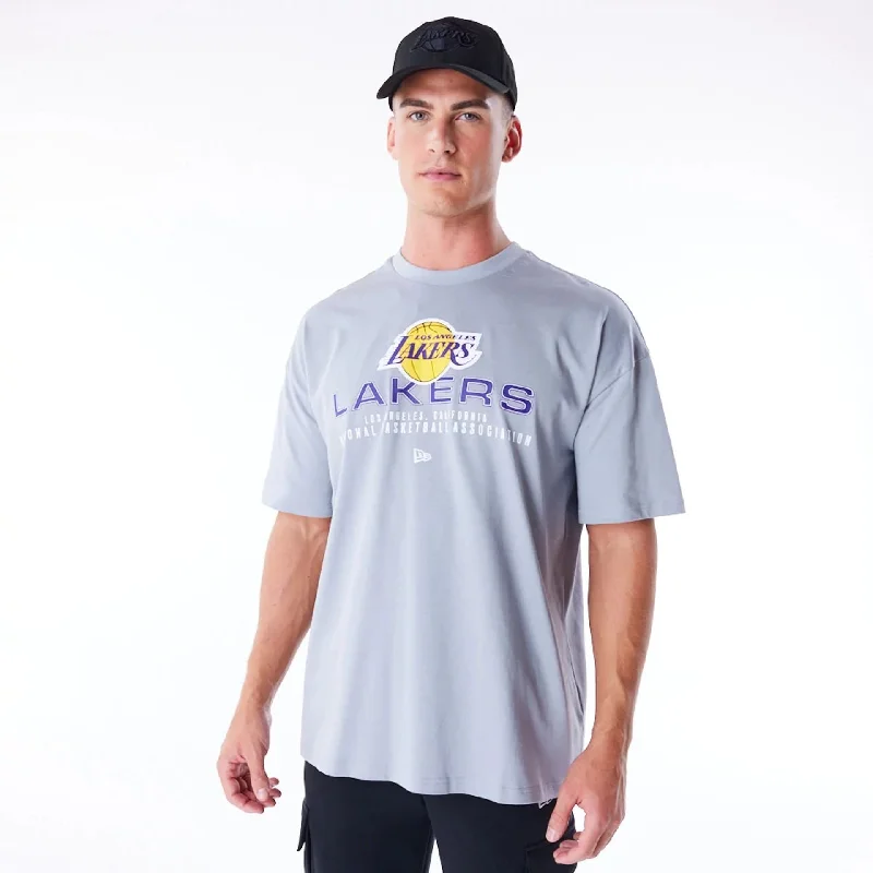 Men's Shirts with Belt LoopsLA Lakers NBA Tech Grey Oversized T-Shirt