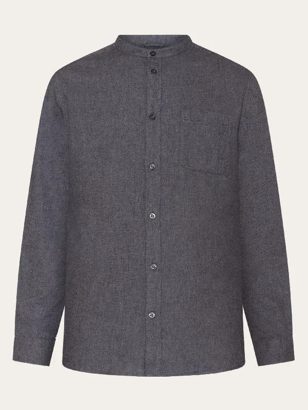 Men's Skinny-Fit Shirts for a Trendy LookRegular fit melangé flannel stand collar shirt - Dark Grey Melange