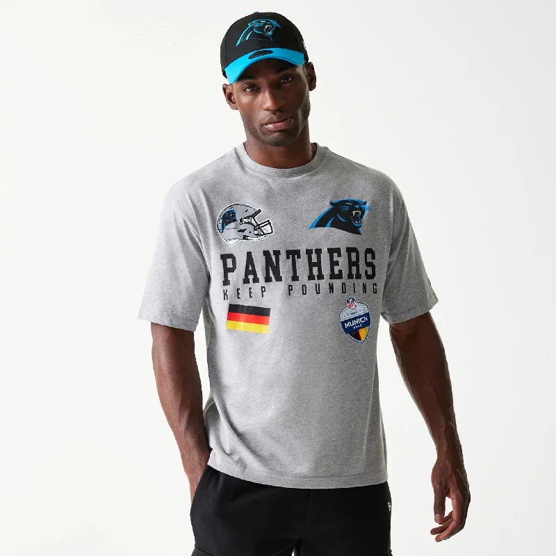 Men's Shirts with Convertible CollarsCarolina Panthers NFL Games Collegiate Grey Oversized T-Shirt
