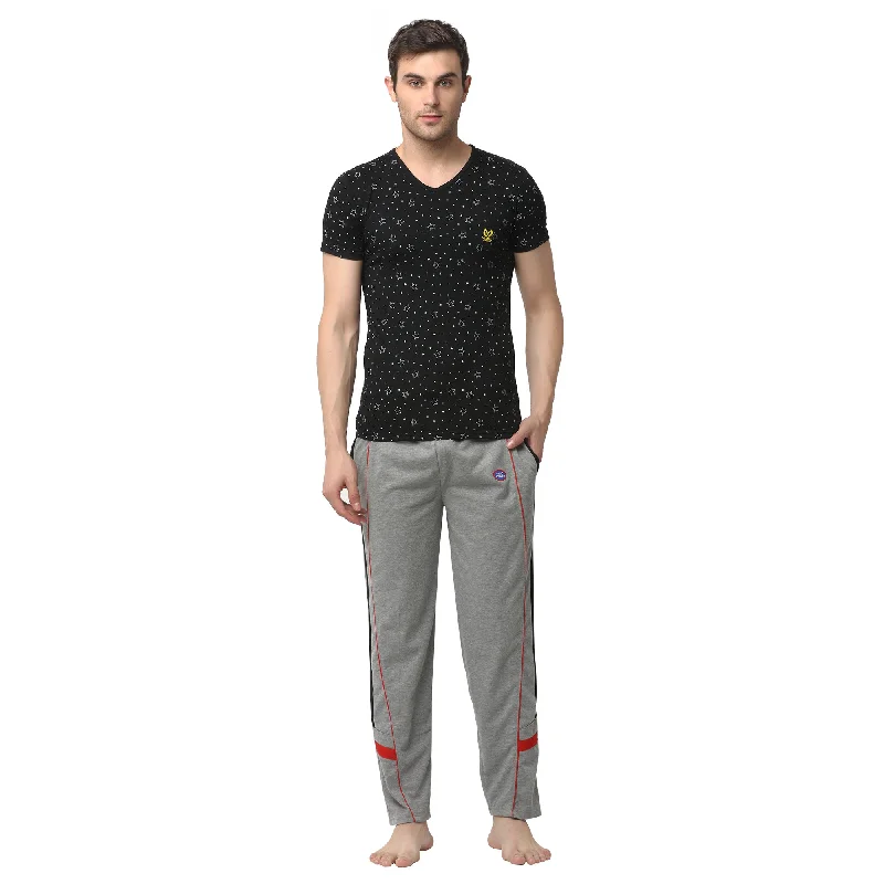 Mack Jonney Black Silver Night Suit For Men's