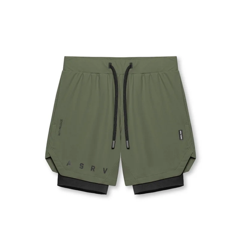 Men's Pants with Turn-Up Cuffs0866. Tetra-Lite® 7" Liner Short - Olive "ASRV"/Black