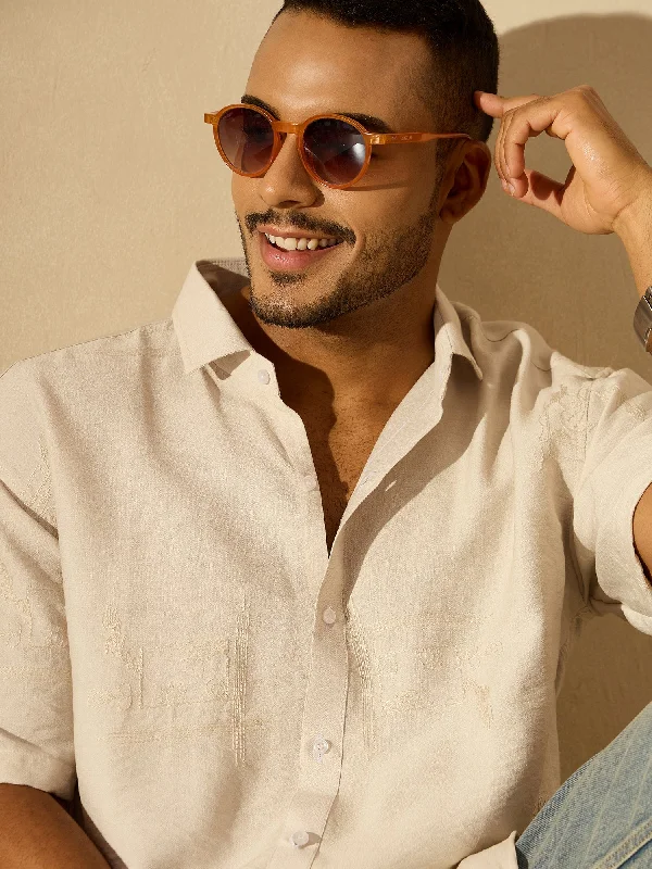 Men's Luxury Shirts for High-End FashionEmbroidery Drop Shoulder Oversized Shirt