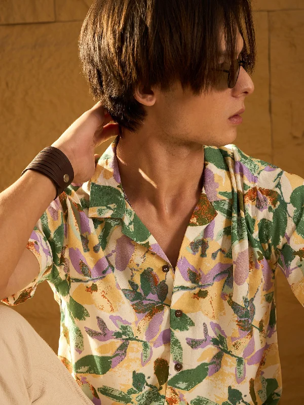 Men's Limited Edition Shirts for ExclusivityFloral Printed Drop Shoulder Oversized Rayon Shirt Men's Limited Edition Shirts for ExclusivityFloral Printed Drop Shoulder Oversized Rayon Shirt