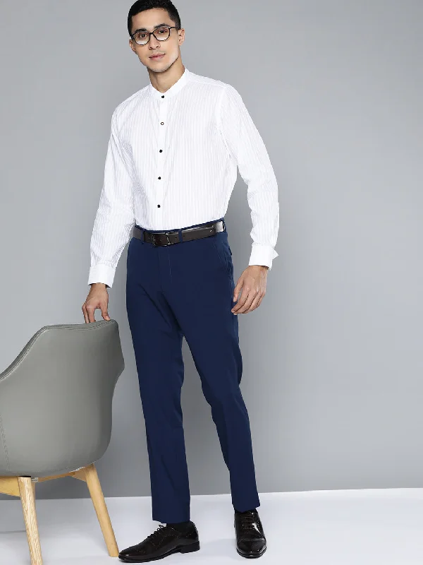 Men's Logo T-Shirts for Brand RepresentationMen White Smart Slim Fit Opaque Striped Cotton Formal Shirt Men's Logo T-Shirts for Brand RepresentationMen White Smart Slim Fit Opaque Striped Cotton Formal Shirt