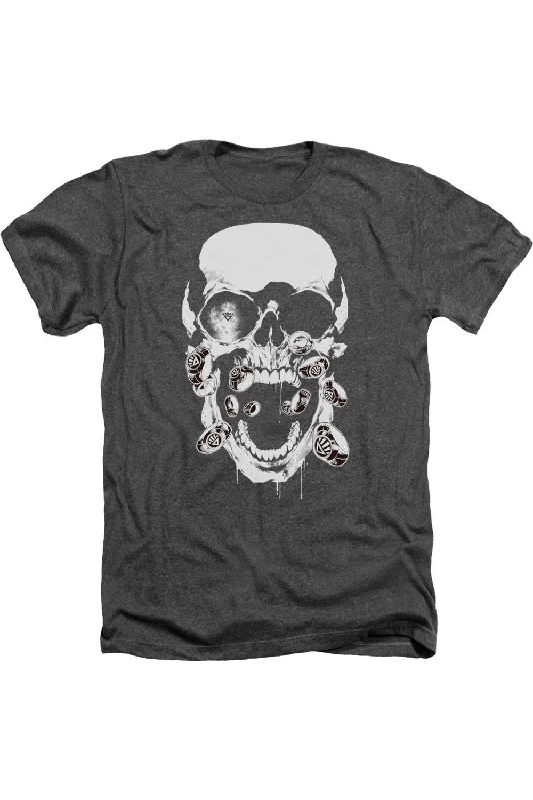 Men's Shirts with Elastic WaistbandsGreen Lantern Black Lantern Skull Adult Heather Tee / T-Shirt