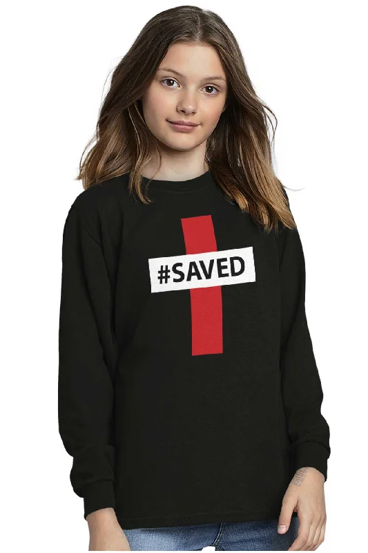 Men's Weekend Shirts for Leisurely OutingsHashtag Saved Youth Long Sleeve T Shirt
