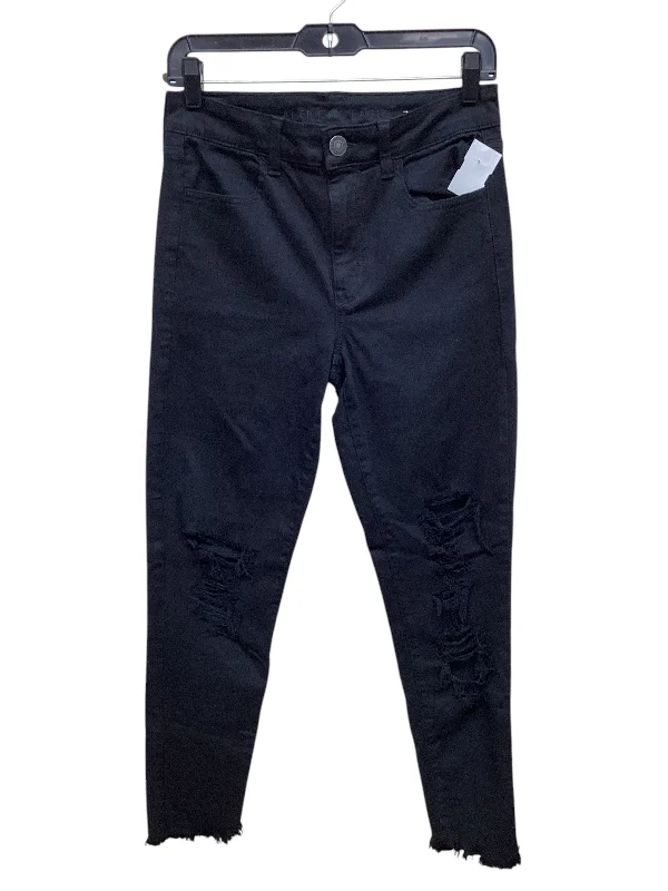 Designer Men's JeansJeans Straight By American Eagle In Black Denim, Size: 8