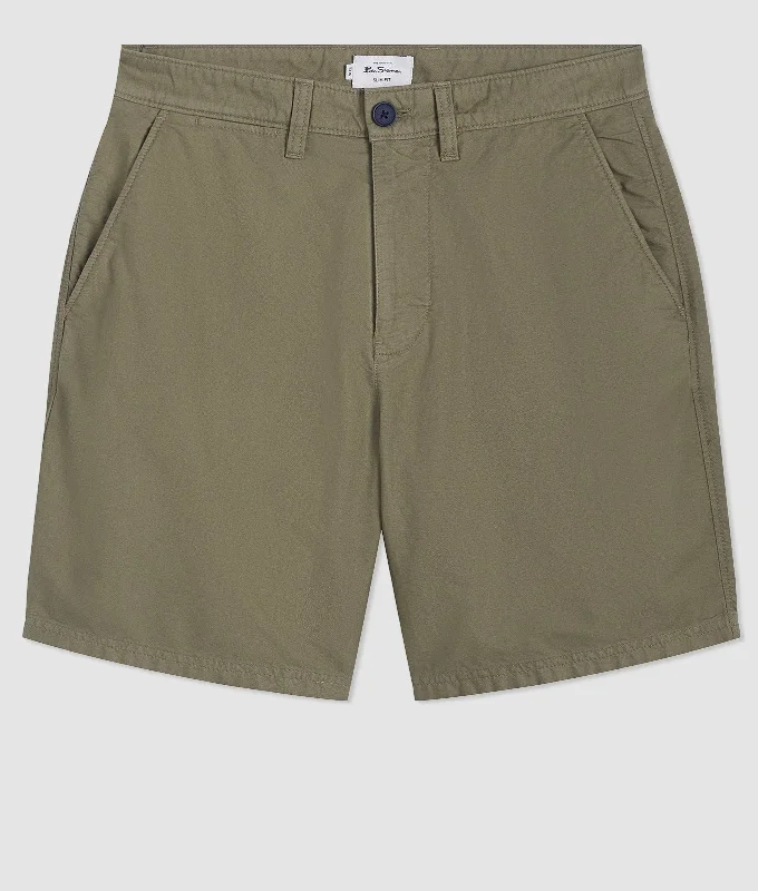 Men's Pants with Back PocketsBeatnik Oxford Garment DyeShort - Olive