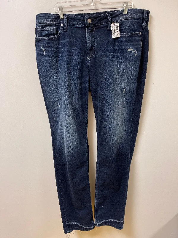 Men's Jeans with EmbroideryJeans Flared By Silver In Blue Denim, Size: 16