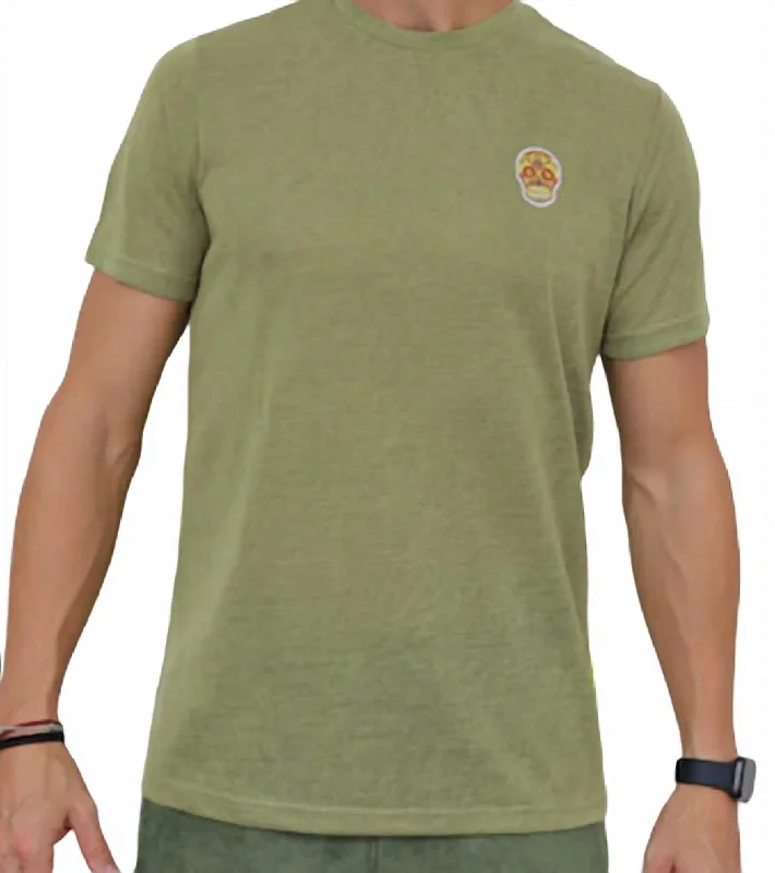 Men's Shirts with High NecksTowelling Skull T-Shirt In Military Green