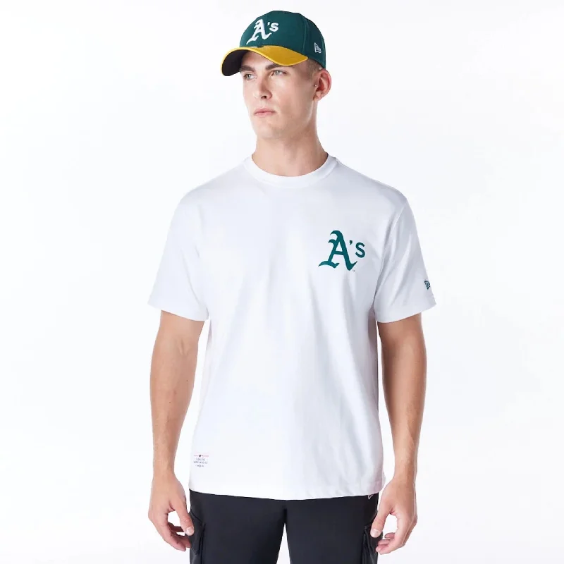 Men's Shirts with Pleated HemlinesOakland Athletics MLB Home New Era Korea White T-Shirt