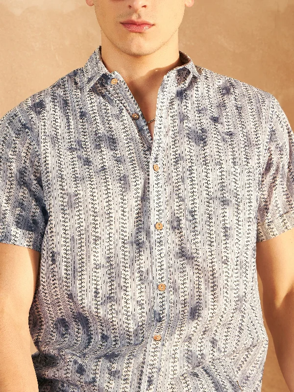 Men's Tab-Collar Shirts for a Crisp LookMen's Printed Lightweight Thin Cotton Shirt