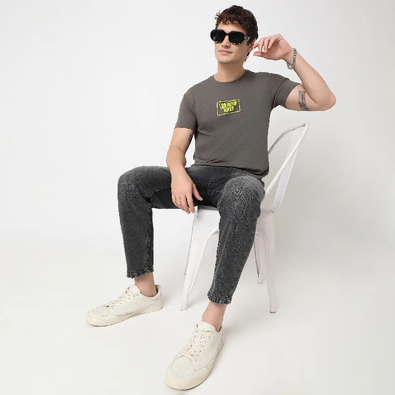 Men's Shirts with Velcro ClosuresRegular Fit Graphic T-Shirt