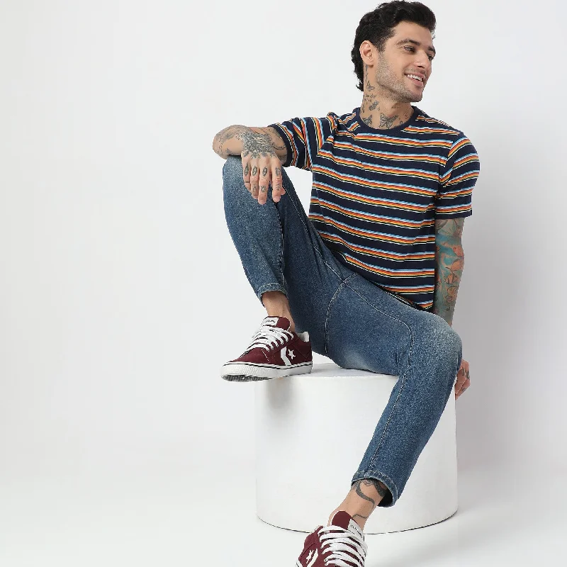 Men's Shirts with French CuffsRegular Fit Striped T-Shirt