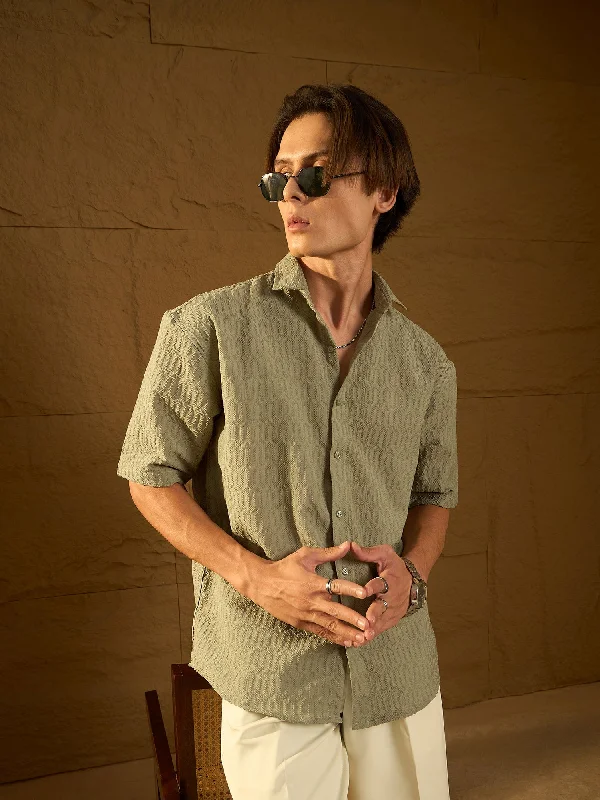 Men's Patterned Casual Shirts for Relaxed StylingDrop Shoulder Oversized Textured Shirt Men's Patterned Casual Shirts for Relaxed StylingDrop Shoulder Oversized Textured Shirt