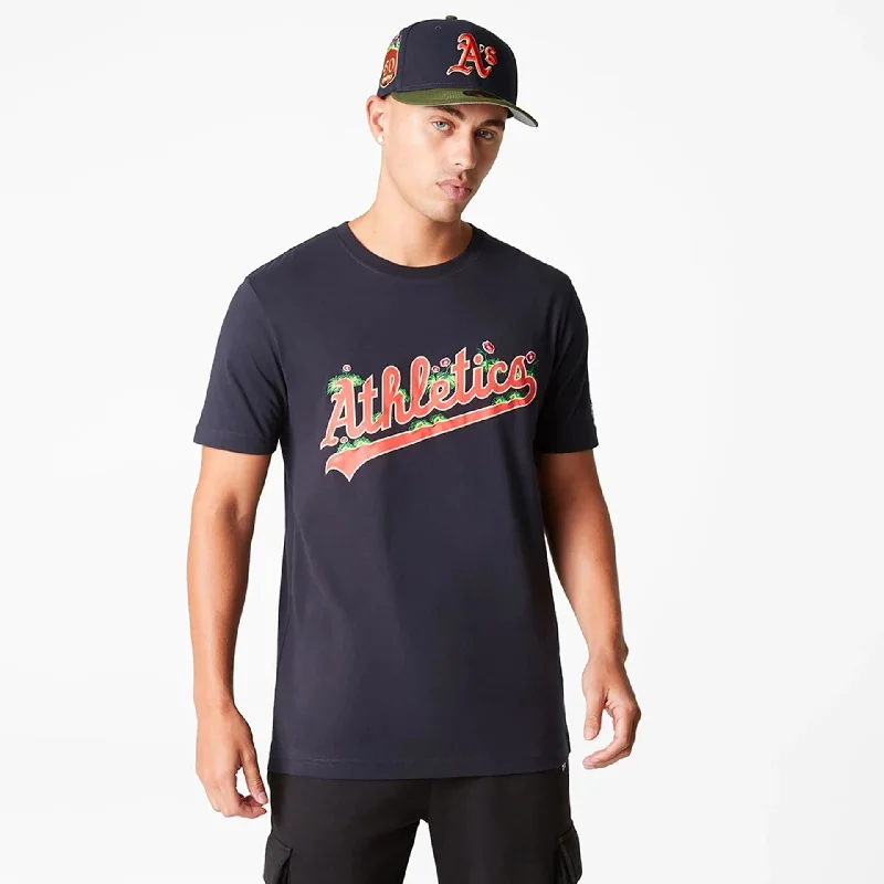 Men's Shirts with Plaid PatternsOakland Athletics MLB Hook Up Navy T-Shirt