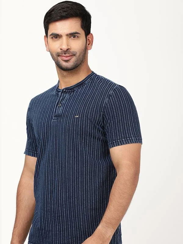 Men's Short-Sleeved ShirtsMen Solid Henley T-Shirt