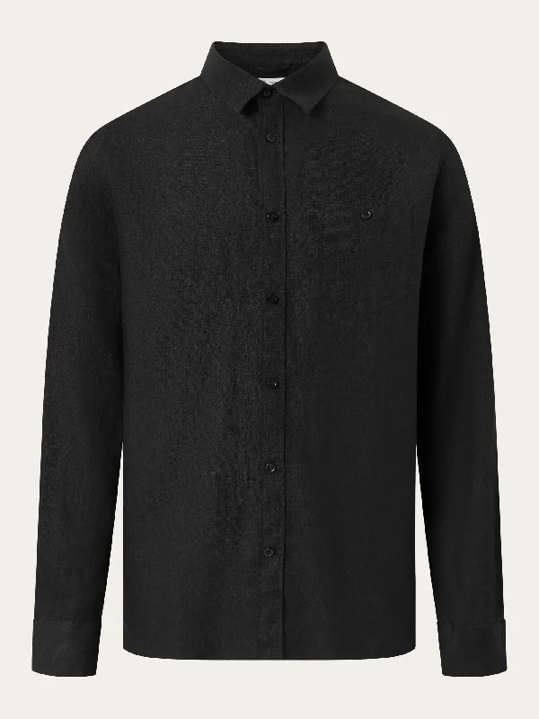 Men's Button-Down Collar Shirts for Staying PolishedCustom fit linen shirt - Black Jet Men's Button-Down Collar Shirts for Staying PolishedCustom fit linen shirt - Black Jet