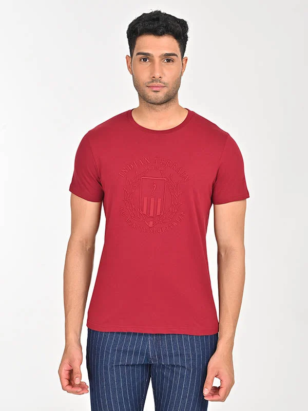 Men's Shirts with Embroidered DesignsMen Embroidered Graphic Crew Neck T-Shirt