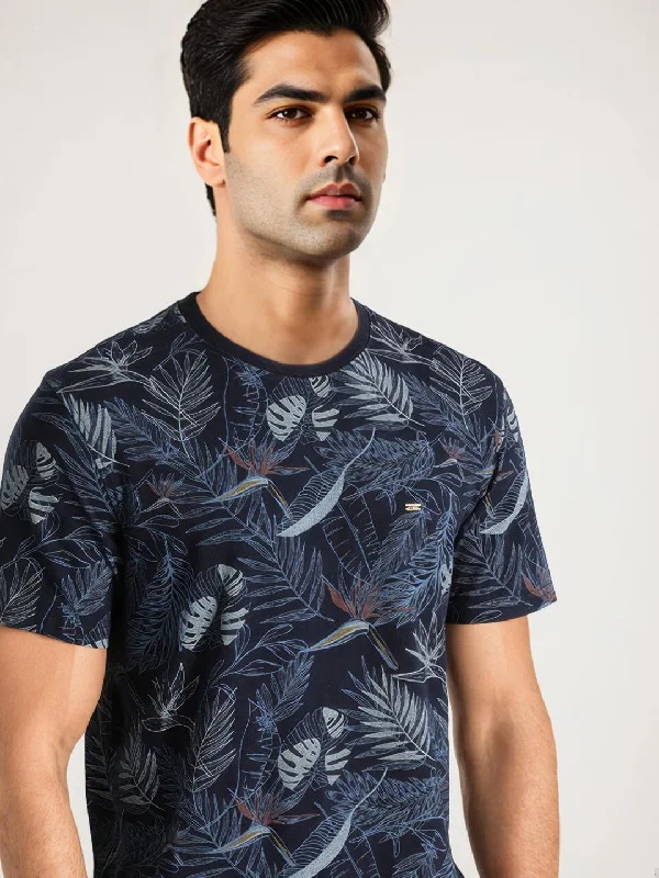 Men's Shirts with Scoop NecksMen Printed Crew Neck T-Shirt
