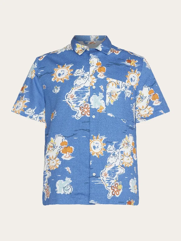 Men's Hawaiian Print Shirts for Luau PartiesBox short sleeve AOP shirt - GOTS/Vegan - Blue Men's Hawaiian Print Shirts for Luau PartiesBox short sleeve AOP shirt - GOTS/Vegan - Blue