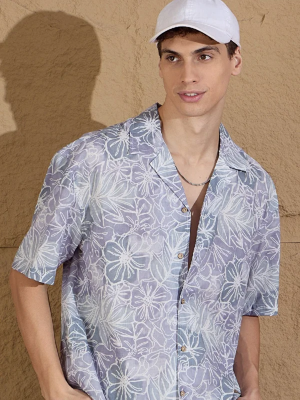 Men's Pocket T-Shirts for Added FunctionalityFloral Printed Drop Shoulder Oversized Casual Shirt Men's Pocket T-Shirts for Added FunctionalityFloral Printed Drop Shoulder Oversized Casual Shirt