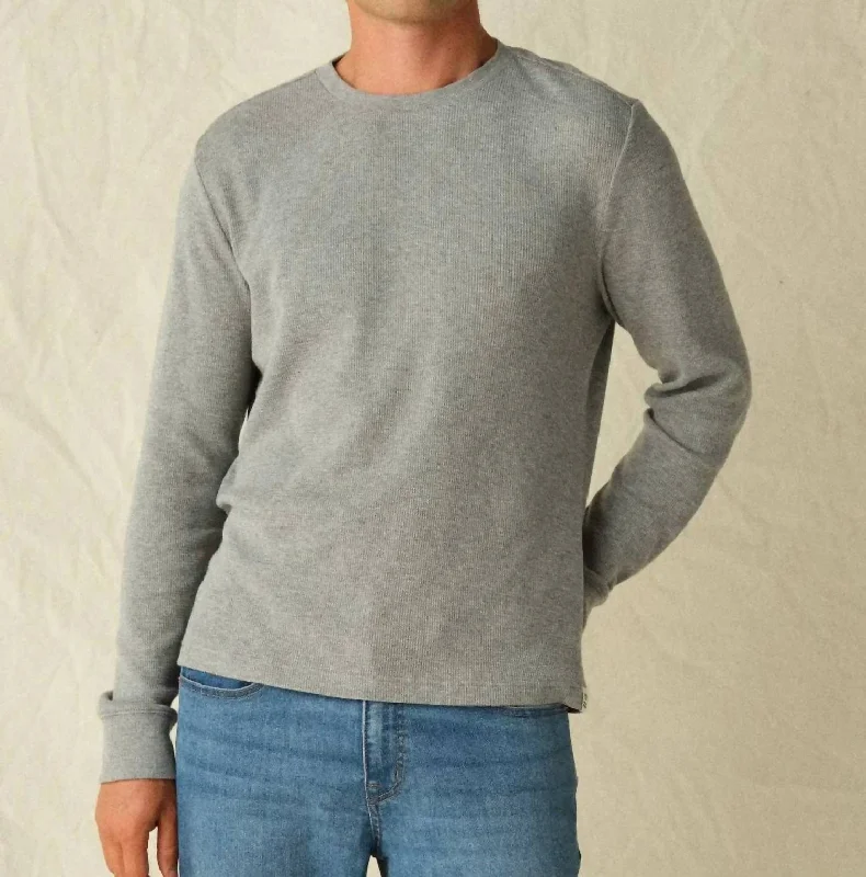 Hudson Waffle Crew In Heather Grey