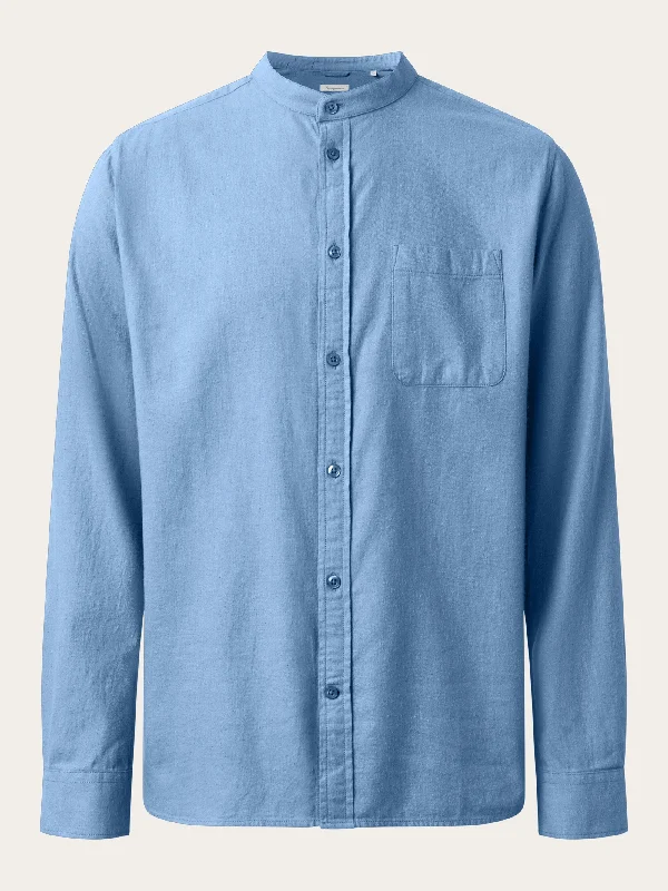 Men's Rugby Shirts for a Sporty LookRegular fit melangé flannel stand collar shirt - Dark Denim Men's Rugby Shirts for a Sporty LookRegular fit melangé flannel stand collar shirt - Dark Denim