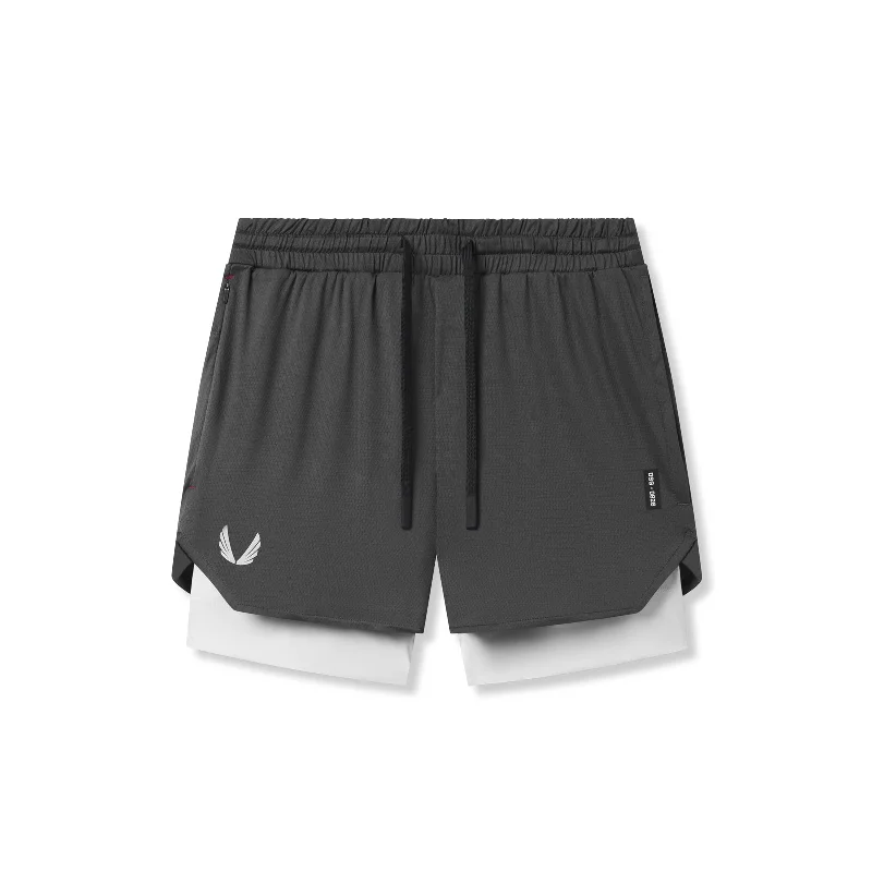 Men's Pants with Zippered Pockets0828. AeroSilver® 5" Liner Short - Space Grey "Wings"/White