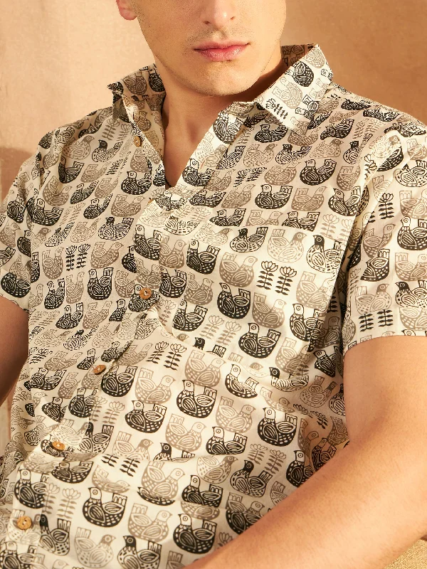 Men's Collared Shirts for Formal OccasionsBlock Printed Cotton Shirt