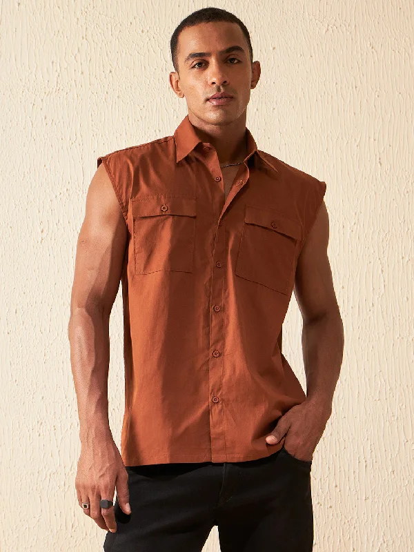 Men's Camping Shirts for Outdoor AdventuresDENNISON Smart Sleeveless Cotton Casual Shirt Men's Camping Shirts for Outdoor AdventuresDENNISON Smart Sleeveless Cotton Casual Shirt
