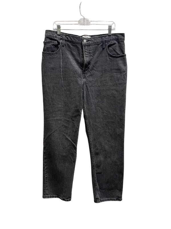 Leather Patch Men's JeansJeans Straight By Abercrombie And Fitch In Black, Size: 14