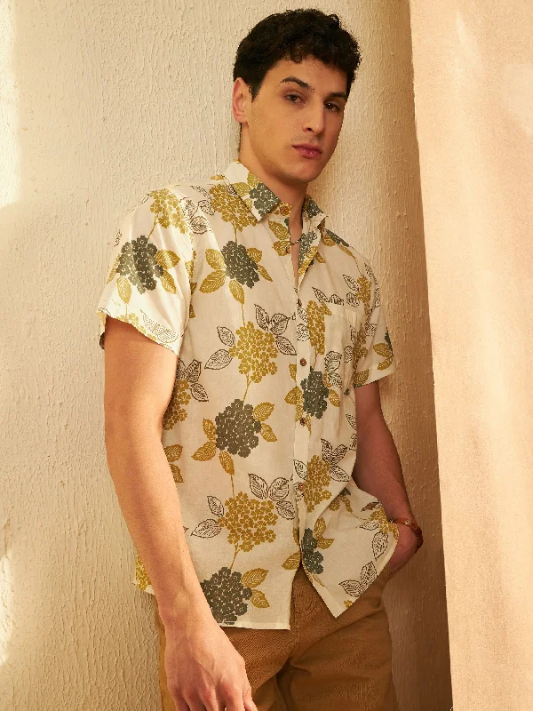 Men's Collared Shirts for Formal OccasionsBlock Printed Cotton Shirt