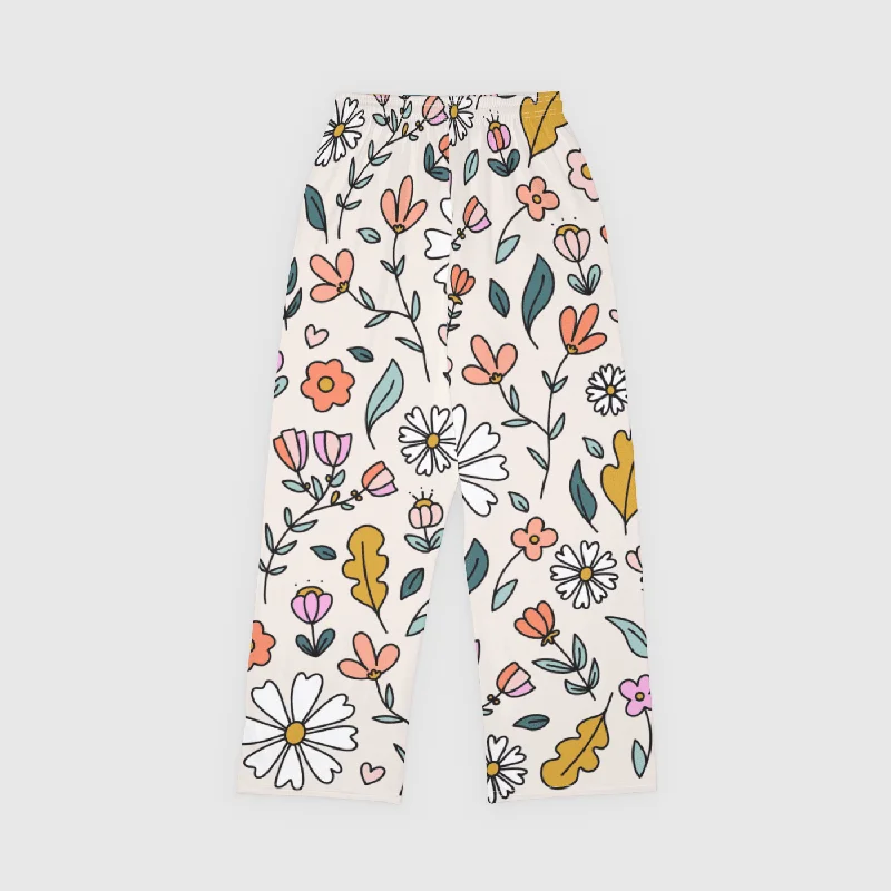 Men's Pants with Zippered PocketsPastel Flowers Lounge Bottoms