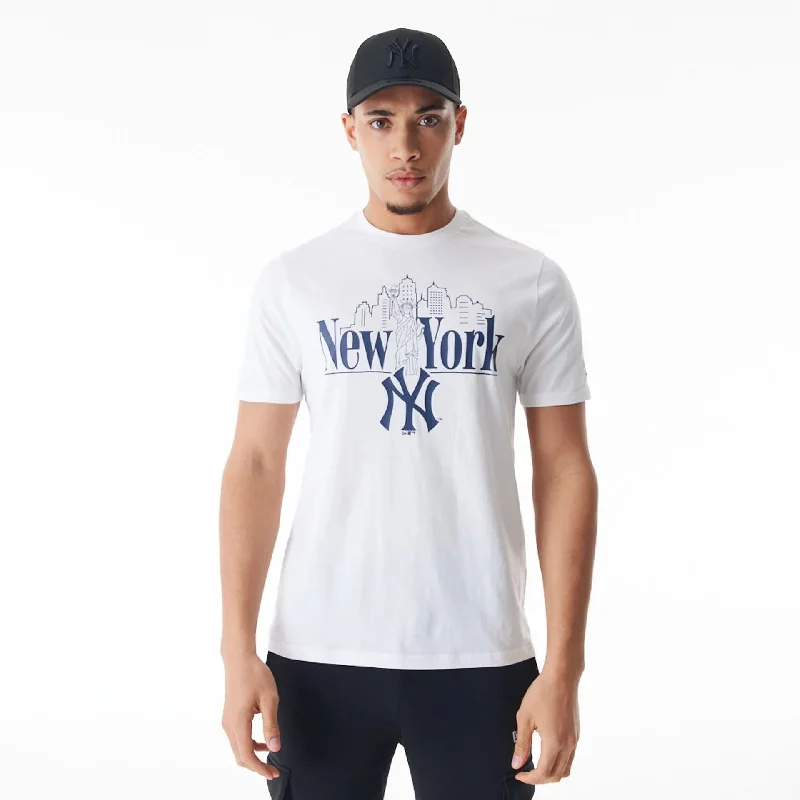 Men's Shirts with Lace-Up HemlinesNew York Yankees MLB Graphic White T-Shirt