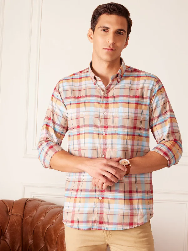 Men's Spread-Collar Shirts for a Bold StatementTartan Checked Button-Down Collar Casual Shirt Men's Spread-Collar Shirts for a Bold StatementTartan Checked Button-Down Collar Casual Shirt
