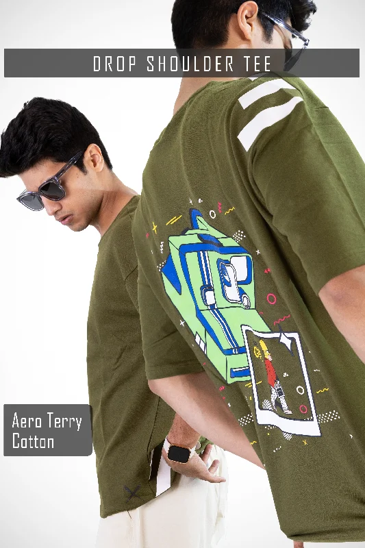 Men's Shirts with Zippered PocketsClickin Simpson Drop Tee - Olive Green