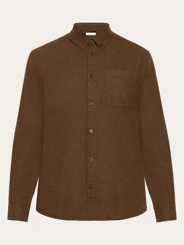 Durable Men's Work ShirtsRegular fit melangé flannel shirt - Demitasse (brown)