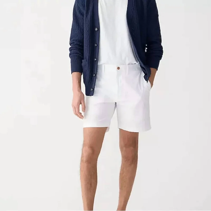 Men's Pants with Logo Embossments7" Stretch Chino Shorts In White
