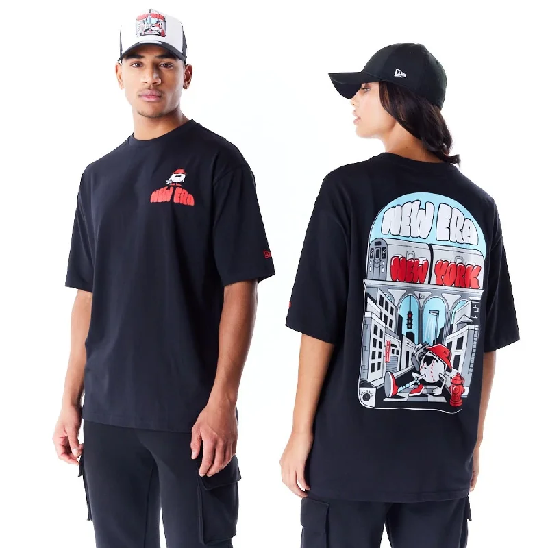 Stylish Men's HenleysNew Era New York City Graphic Black Oversized T-Shirt