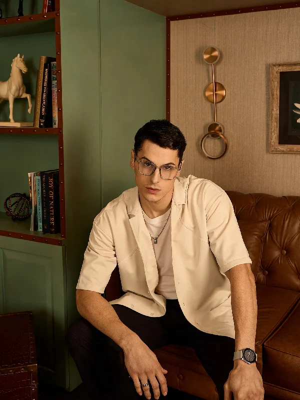 Men's Wingtip-Collar Shirts for a Classic TouchOff White: Resort Wear Casual Oversized Shirt Men's Wingtip-Collar Shirts for a Classic TouchOff White: Resort Wear Casual Oversized Shirt