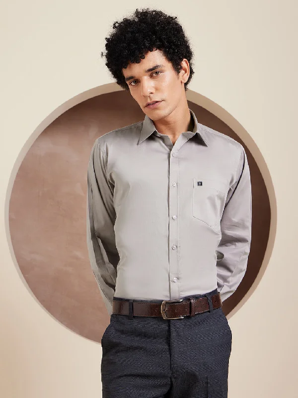 Men's Slim-Fit Shirts for a Flattering ShapeDENNISON Grey Pure Cotton Formal Shirt Men's Slim-Fit Shirts for a Flattering ShapeDENNISON Grey Pure Cotton Formal Shirt