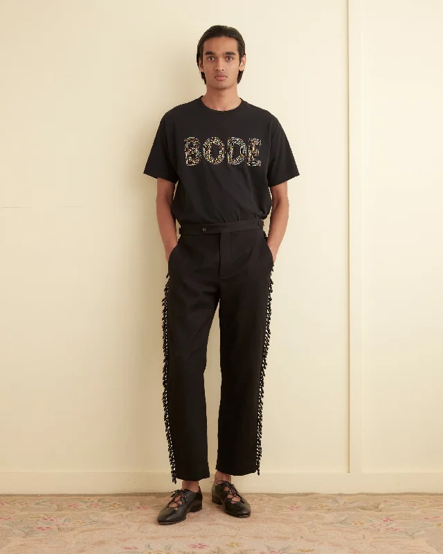 Men's Pants with Slant PocketsBeaded Fringe Trousers