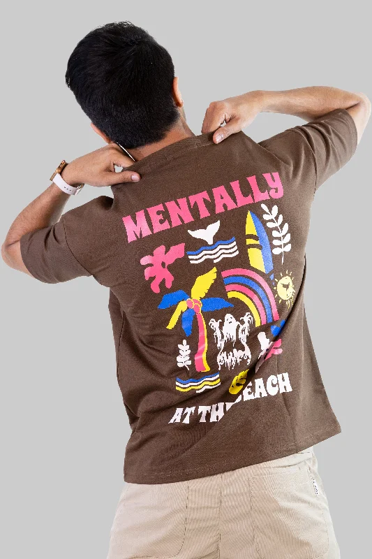 Men's Shirts with Embellished CollarsBeach head T-shirt: Brown
