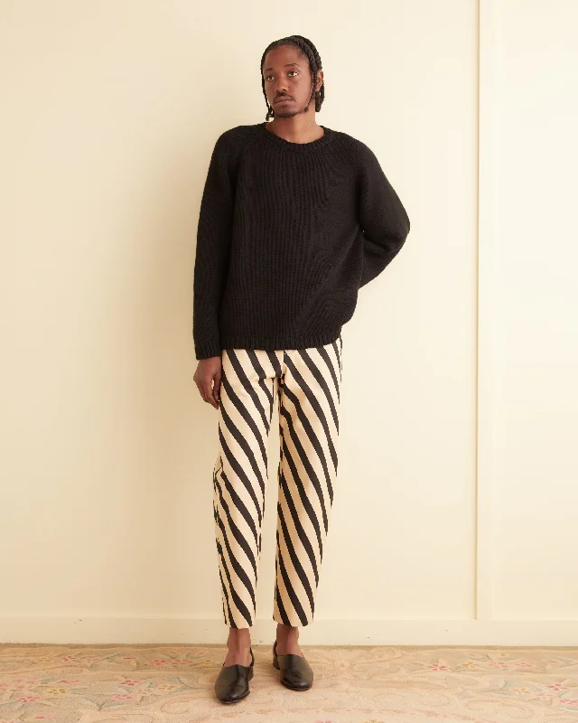 Men's Pants with Adjustable WaistbandsDomino Stripe Trousers