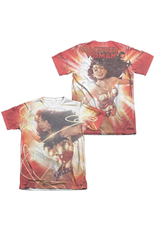 Men's Shirts with French CuffsJustice League of America Wonder Woman Glow (Front/Back Print) Adult Poly/Cotton Short Sleeve Tee / T-Shirt