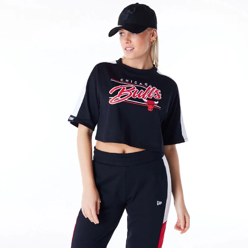 Men's Shirts for HuntingChicago Bulls Womens NBA Colour Block Black Crop T-Shirt