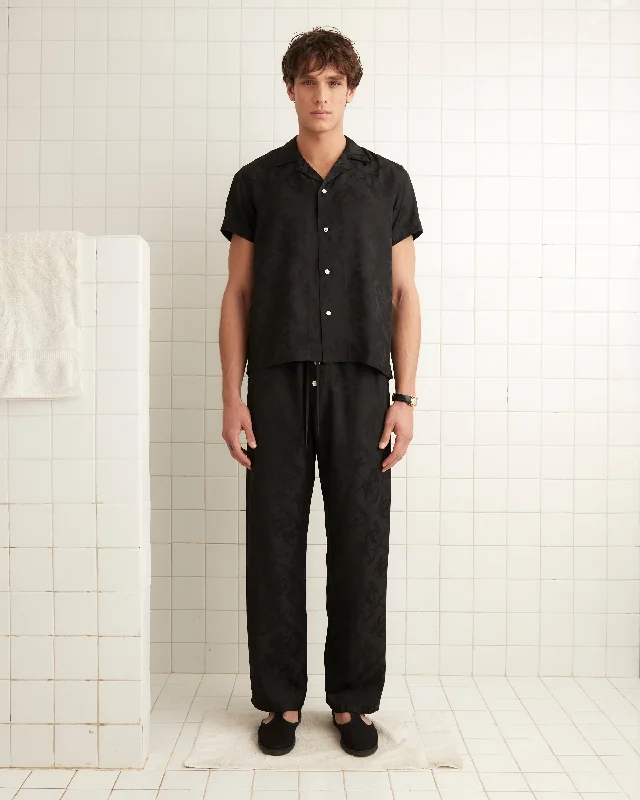 Men's Pants with Hidden PocketsFootball Jacquard Pajama Pants - Black