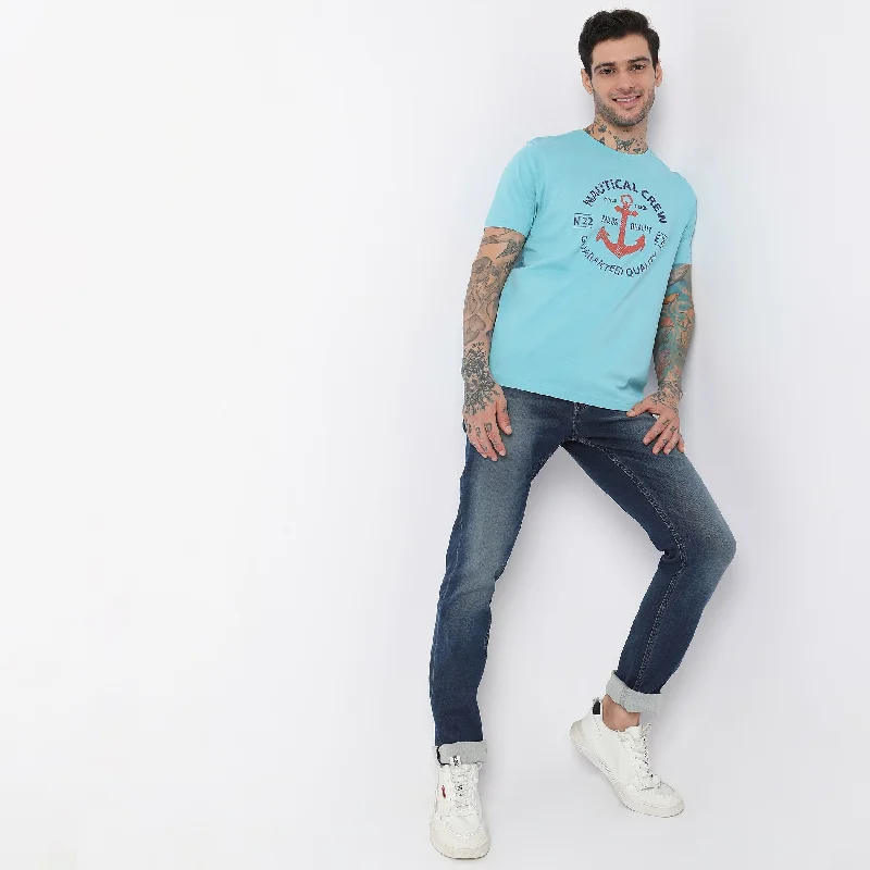 Men's Shirts with Cowl NecksRegular Fit Graphic T-Shirt